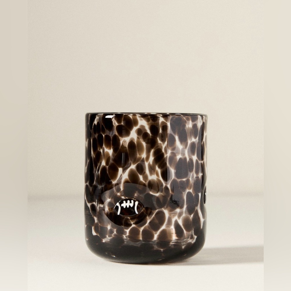 Anthropologie The Confetti Icon Juice Glass: Confetti Football BLACK NWT - Picture 2 of 4